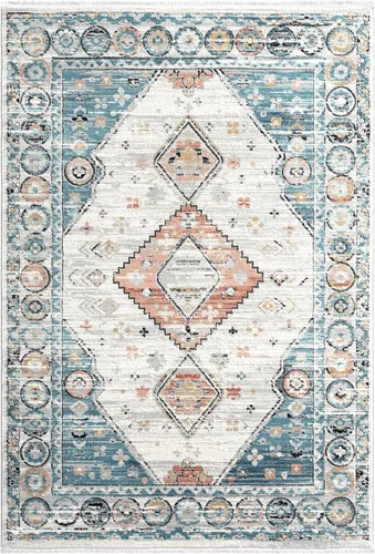 Vista 3 de Abani Alfombra envejecida de 5 pies 3 pulgadas x 7 pies 6 pulgadas (5 x 8), estilo antiguo, no desprende pelusa, alfombra de área de diamante natural