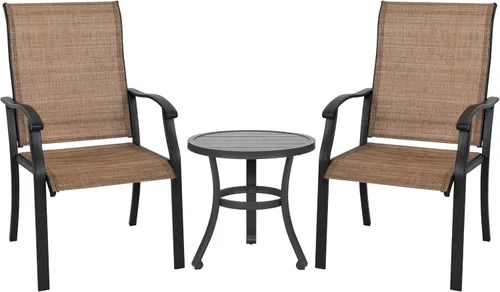 Vista 17 de NUU GARDEN 3-Piece Patio Bistro Set,2 Textilene Chairs and 1 Table,Blue and Black