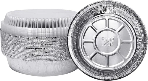 Vista 9 de Paquete de 40 sartenes redondas de aluminio prémium de 8 pulgadas con tapas de cúpula de plástico, lata de aluminio desechable resistente para asar