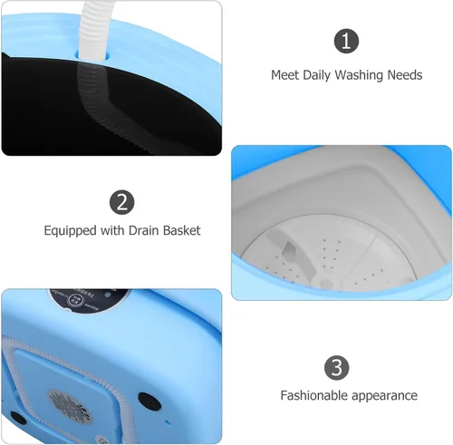 Vista 8 de LALAFINA Portable Mini Folding Washer Machine with Spin-dry Function for Home Dormitory Compact Lightweight Collapsible Washer with Modes for Small