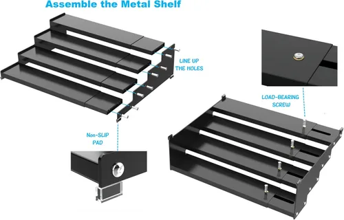 Vista 5 de Jojocross Organizador de especias expandible de 4 niveles para gabinete de cocina, diseño moderno y estante de almacenamiento antideslizante que