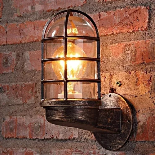 Vista 3 de Creative Wrought Iron Glass Wall Lamp - Retro Industrial Style Wall Sconce for Bar and Bedroom, E27 Illumination (White/Brown)