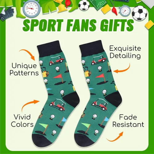 Vista 4 de HAPPYPOP Calcetines novedosos para hombre, calcetines de bolos de golf con bandera estadounidense, doctor, enfermera, optometría, música, regalos