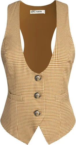 Vista 104 de GRACE KARIN - Chaleco corto para mujer con espalda cruzada, chaleco estilo académico y retrofuturista