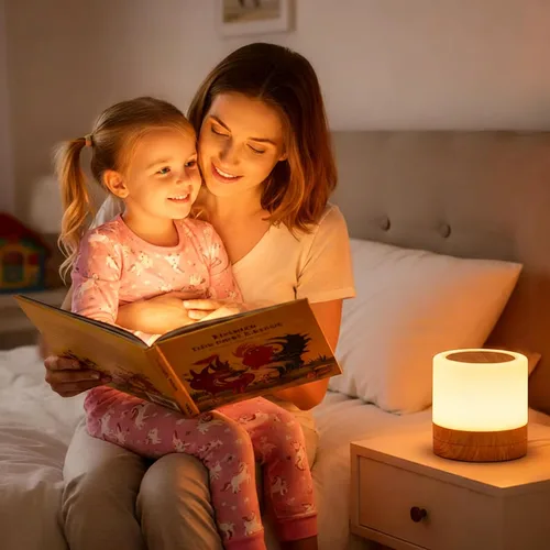 Vista 4 de Lámpara de Noche para Bebés y Guardería: Luz con Regulación de Intensidad Táctil para Lactancia y Niños - LED de Cuidado de Ojos, Luz Cálida Blanca