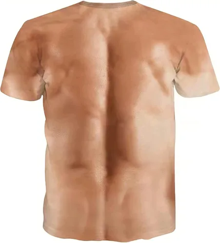 Vista 2 de FakeMuscle - Camiseta de manga corta para hombre, impresión 3D, casual, divertida, con patrón novedoso, camiseta de manga corta