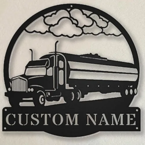 Vista 73 de Letrero de metal personalizado con nombre de camión, semirremolque, arte de pared para valla de garaje, patio, decoración al aire libre, letrero
