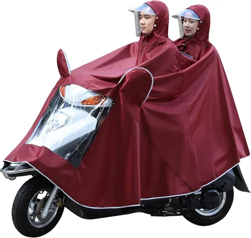 Vista 10 de haozaikeji Impermeable para motocicleta para dos, impermeable, con capucha, capa de lluvia, movilidad, scooter, poncho de lluvia al aire libre Azul