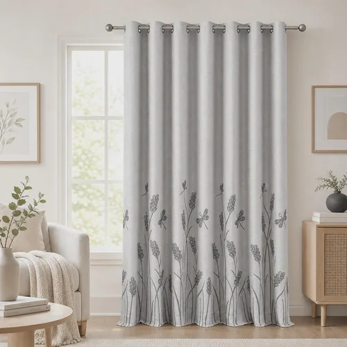 Vista 16 de Melodieux Cortinas texturizadas de lino con bordado de trigo para sala de estar, dormitorio, cortinas de ventana con patrón floral de granja