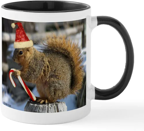 Vista 37 de CafePress Taza navideña de ardilla de 11 oz (11.0 fl oz) taza de café de cerámica