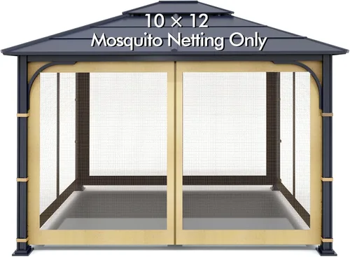 Vista 10 de Wonwon Gazebo Mosquitera de Repuesto Universal para Exteriores Toldo de 4 Paneles de Paredes de Malla con Cremallera para Gazebo de 10' x 10