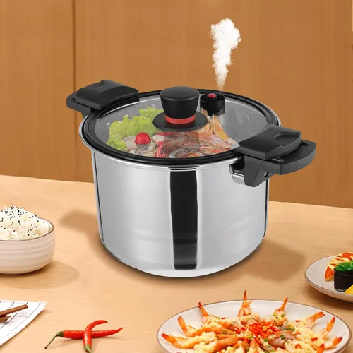 Vista 9 de Olla a presión, olla a presión eléctrica de acero inoxidable de 7.4 cuartos de galón, cocción rápida de 60 Kpa para estufa de gas e inducción, olla