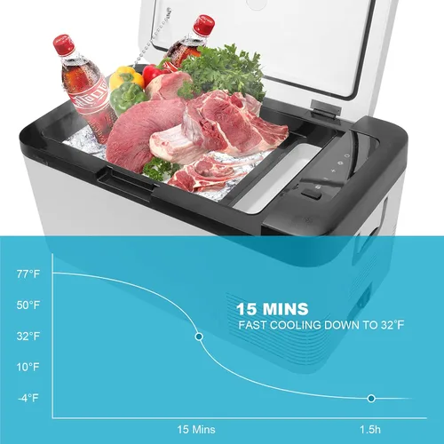 Vista 5 de Refrigerador portátil para automóvil, 12/24 V CC y 110-240 V CA (-4 °F ~ 68 °F) 18 L/19 cuartos de galón, mini refrigerador para RV, furgoneta