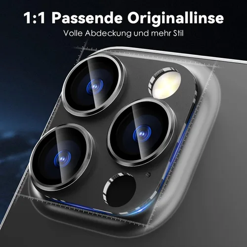 Vista 7 de CloudValley Protector de lente de cámara para iPhone 14 Pro/iPhone 14 Pro Max, vidrio templado 9H metal aluminio [diseño todo en 1], compatible