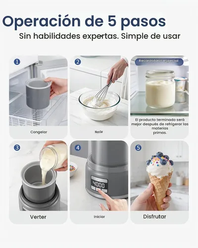 Vista 8 de Máquina para hacer helados, máquina de doble aislamiento de 2.1 cuartos de galón, helado suave, gelato, sorbete y yogur congelado, enfriamiento