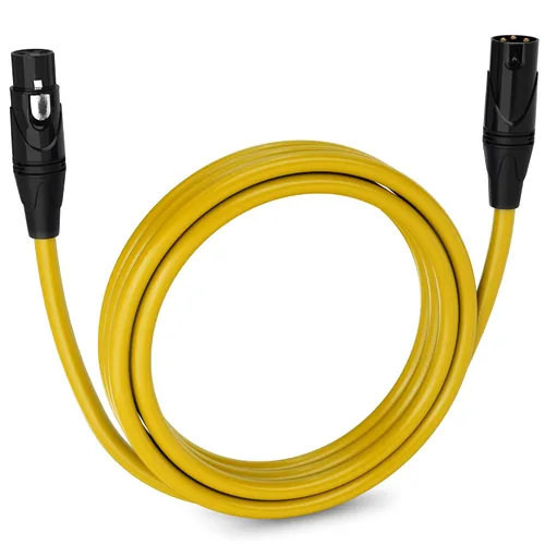 Vista 88 de LyxPro Cable de micrófono XLR hembra a macho de ángulo recto de 3 pines de 1.5 pies para altavoces amplificados, interfaz de audio, rendimiento
