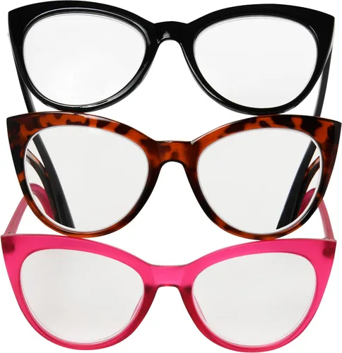 Vista 4 de Betsey Johnson Women's Plaid Cat Eye Reading Glasses 3-Pack
