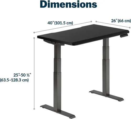 Vista 2 de Vari ComfortEdge - Escritorio de pie ajustable de 40 x 26 pulgadas, pequeño escritorio eléctrico de pie VariDesk para apartamento, dormitorio u