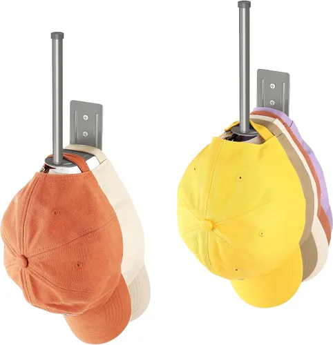 Vista 22 de Durmmur Paquete de 2 Percheros para Gorras de Béisbol, Organizador de Sombreros de Acero Inoxidable para Gorra de Béisbol, Organizador