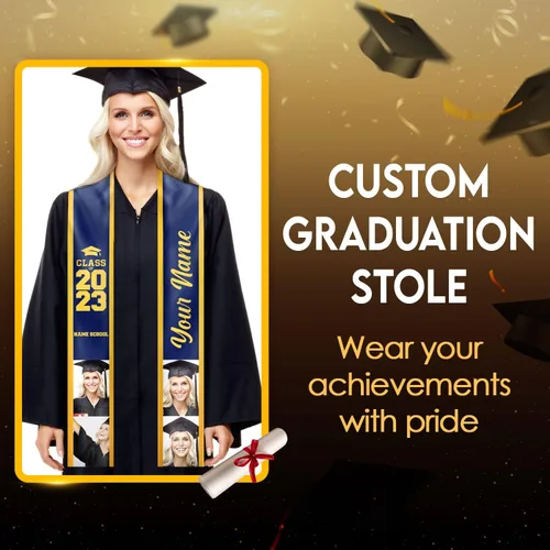 Vista 2 de DOPTIKA Estola de graduación personalizable, clase de estola de graduación 2024, estolas para graduación 2024, regalos de banda de graduación
