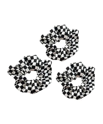 Vista 11 de Checkered Plaid Scrunchies Black White Plaid Checkered Hair Scrunchies Checkerboard BW17 (3 Pcs-A3)
