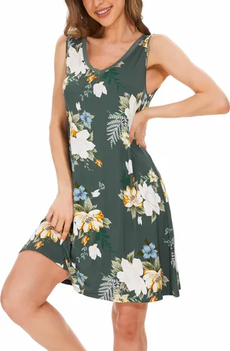 Vista 9 de GYS Cooling Bamboo Viscose Sleeveless Nightgowns for Women Aguamarina