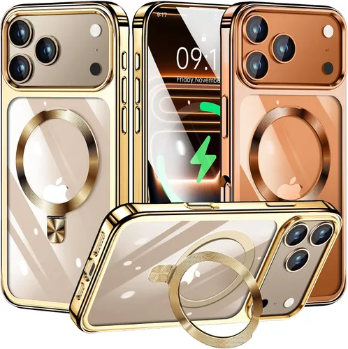 Vista 20 de [Anillo de CD compatible con soporte invisible MagSafe] Funda magnética para iPhone 12 / iPhone 12 Pro, parachoques galvanizado que no se pone