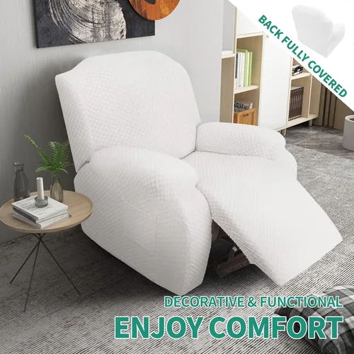 Vista 3 de YEMYHOM 4 fundas de sofá + 4 fundas reclinables (blanco)