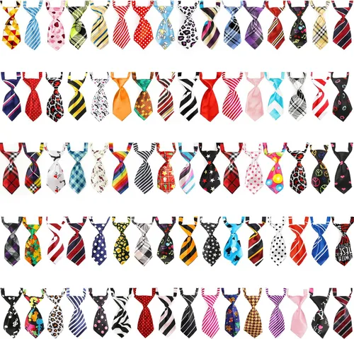 Vista 9 de Segarty Pajaritas para perros a granel, paquete de 40 lazos para perros, collares para cachorros, corbatines ajustables para perros pequeños, Varied