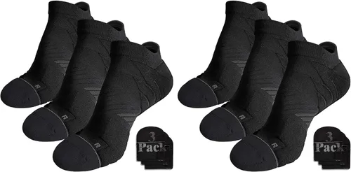 Vista 22 de Hylaea Calcetines deportivos para correr sin visibles, antiampollas, con tecnología Coolmax, sin costuras y antiolor 3 Pares Negro