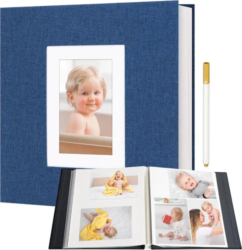 Vista 19 de Vienrose Álbum de fotos autoadhesivo para fotos de 2 x 3, 4 x 6, 5 x 7, 8 x 10 pulgadas, 40 páginas en blanco, cubierta de lino, libro de recuerdos