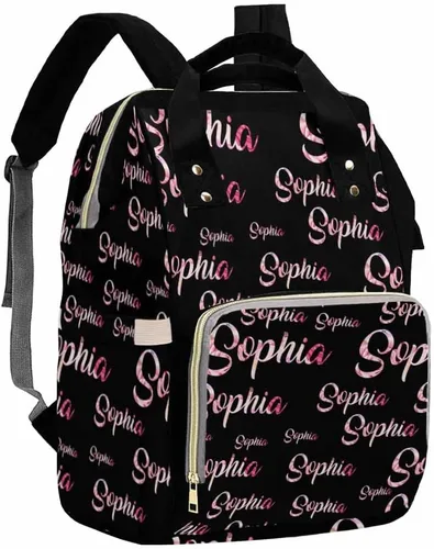 Vista 31 de Artsadd Bolsos para pañales personalizados con nombre, mochila monograma, regalos para baby shower, pattern 01, Tamaño único, Mochilas Daypack