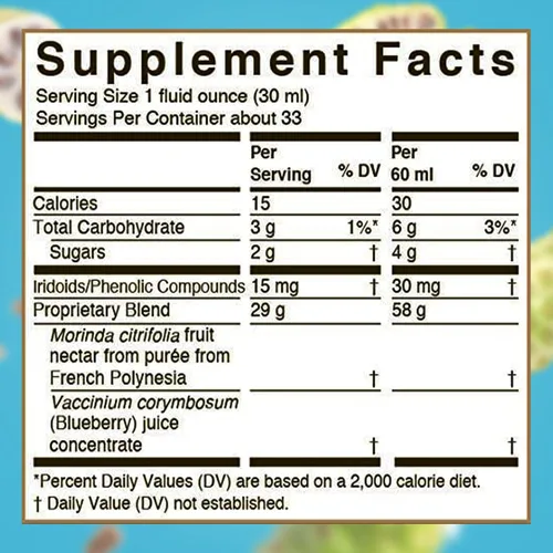 Vista 8 de TAHITIAN NONI Jugo de Morinda, original y auténtico, puré de frutas Noni de Tahití con arándano natural y uva (resveratrol), bebida de bienestar