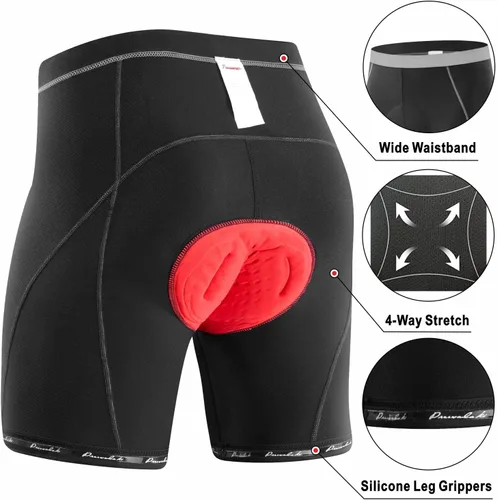 Vista 2 de Przewalski Ropa interior de ciclismo para hombre, 4D, acolchados, pantalones cortos de ciclismo de montaña, pantalones cortos acolchados