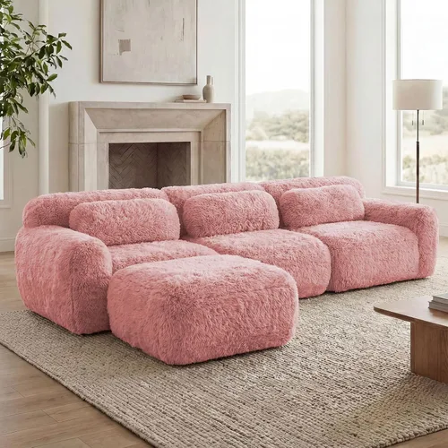 Vista 123 de Sofás seccional modular de 80" sin huesos modernos para sala de estar, juego de sofás comprimidos de 2 plazas con asiento profundo, sin necesidad