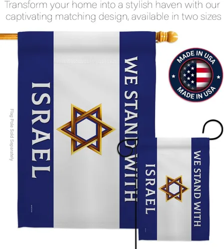 Vista 4 de Israel Flag We Stand with Israel American Flags Pack Tapiz Wall Room - Póster al aire libre Bandera de Israelí Campsite Home Banner