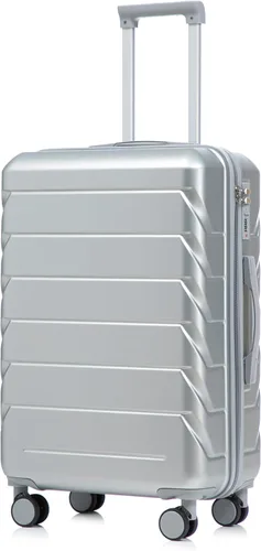 Vista 88 de Merax 3 piezas expandible ABS Hardshell equipaje Sets Spinner Wheel Maleta TSA Lock Suit Case, Apertura frontal negra, Juego de 2 piezas, Maleta