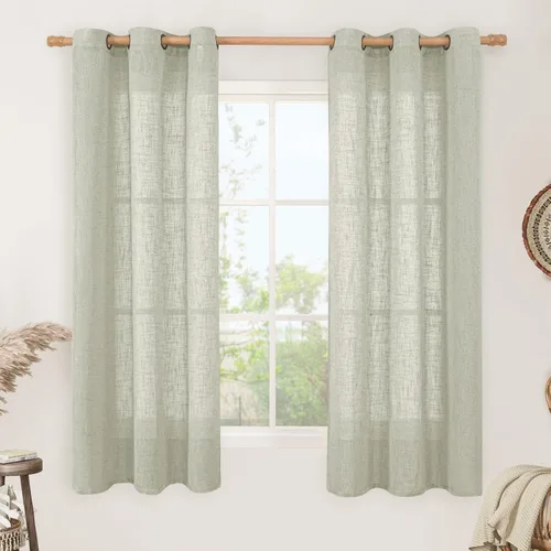 Vista 213 de LAMIT Cortinas de lino marrón caramelo para sala de estar, 84 pulgadas, de lino sintético, texturizado, filtrante de luz, paneles de privacidad