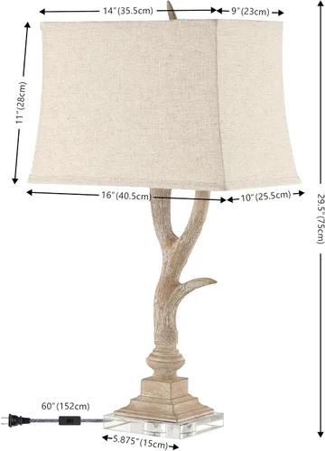 Vista 4 de JONATHAN Y Lámpara de mesa rústica de 29.5 pulgadas de color beige/transparente para decoración de cabina, resina sintética y base de cristal