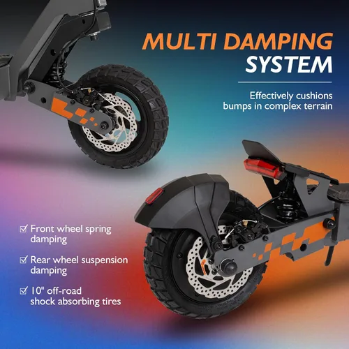 Vista 5 de KUKIRIN - Patinete eléctrico G4/G2 para adultos, rango de 47 millas, motor potente de velocidad de 43 MPH de 2000 W, neumáticos todoterreno de 11