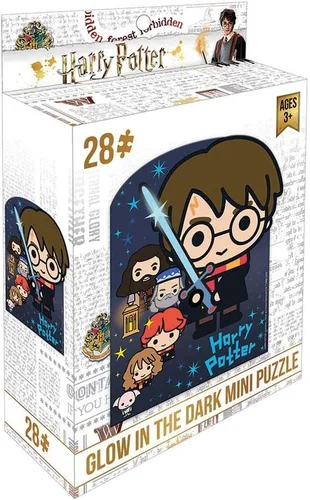 Vista 5 de Playhouse Rompecabezas de 28 piezas con forma troquelada de Harry Potter Chibi para niños que brillan en la oscuridad