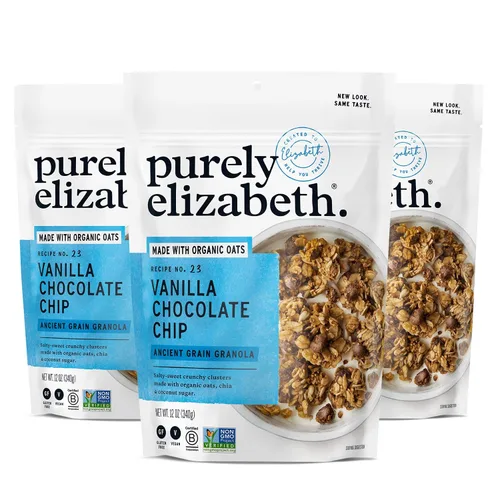 Vista 8 de Purely Elizabeth, Berry Crisp, granola de grano antiguo con vitamina D, sin gluten (bolsa de 8 onzas)