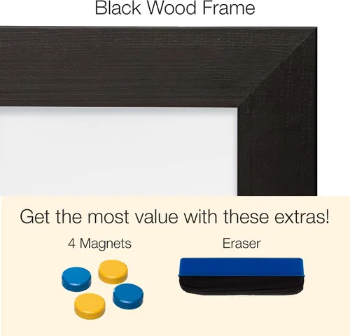Vista 2 de Excello Global Products Pizarra blanca magnética de madera negra de borrado en seco, 24 x 36 pulgadas Negro