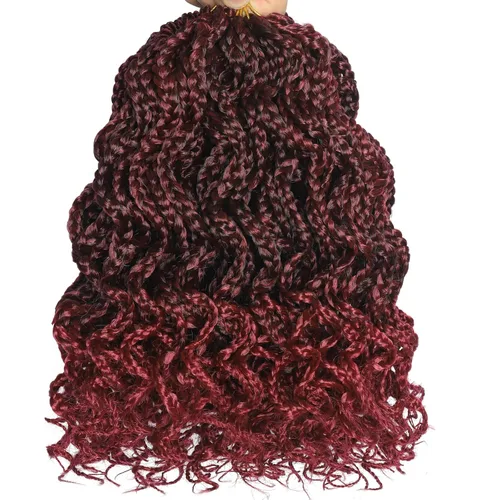 Vista 17 de Trenzas de caja Goddess de 150 hebras, cabello rizado de 8 pulgadas, trenzas de ganchillo pretrenzadas, trenzas de ganchillo pretrenzadas, trenzas