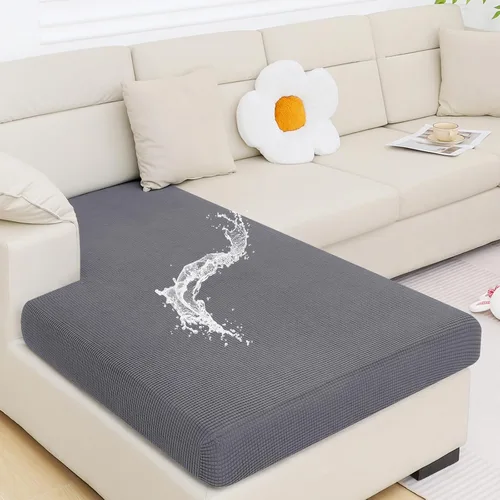Vista 12 de Smiry Fundas de cojín impermeables para sofá, fundas de cojín de jacquard elástico, lavables, fundas de cojín gruesas para sofá, protector de Gris