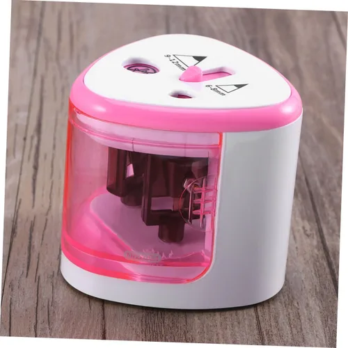 Vista 5 de NUOBESTY Sacapuntas eléctrico, sacapuntas de doble agujero, adorable sacapuntas con pilas, sacapuntas para el aula, estudiantes, papelería