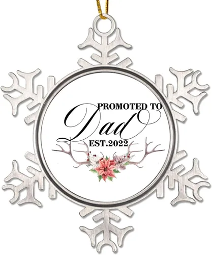 Vista 12 de Adorno de Navidad Promoted to Mommy para niños y bebés, decoración de Navidad de 3 pulgadas, copo de nieve de metal, adorno de árbol de Navidad