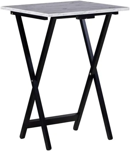 Vista 11 de Pemberly Row Juego de mesa plegable de madera de 5 piezas, parte superior de mármol sintético marrón, construcción de madera de caucho resistente