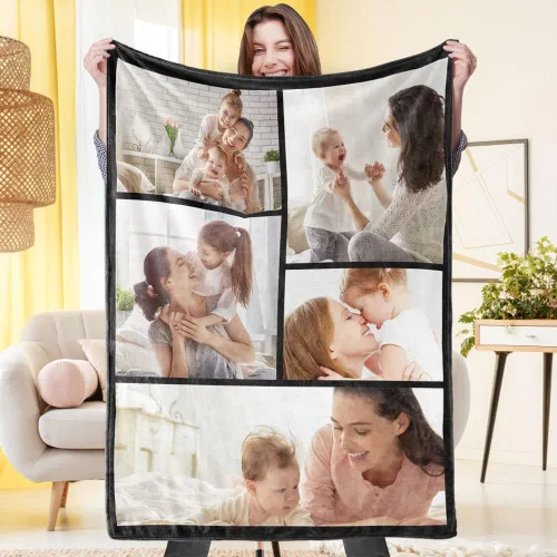 Vista 12 de VEELU Manta personalizada con imagen, mantas de fotos personalizadas con imagen, manta para el día de la madre para mamá papá, regalos