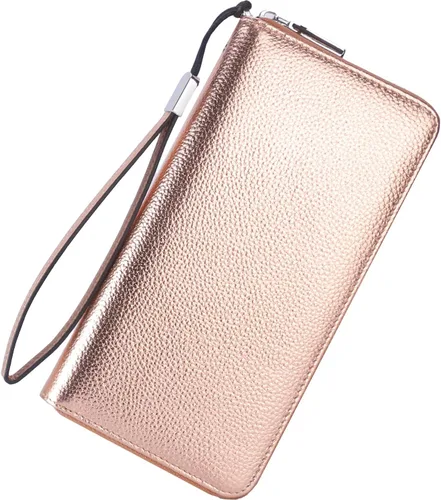 Vista 27 de Lavemi Pequeña cartera compacta para mujer, con bloqueo RFID, de piel auténtica, plegable, con ventanas de identificación